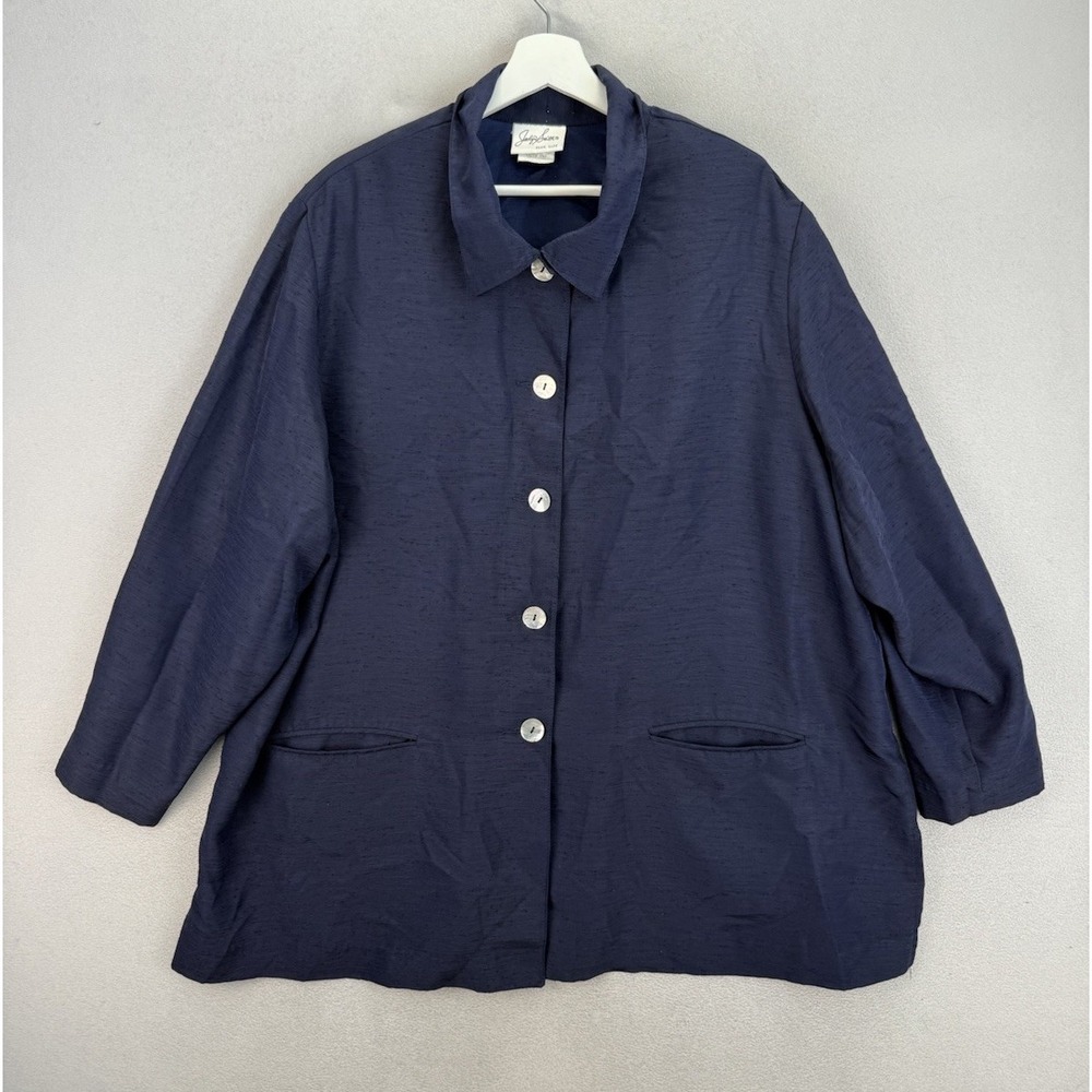 Vintage Jaclyn Smith Women's Plus Sz 24W Blue Button Front‎ Boho Dressy Jacket